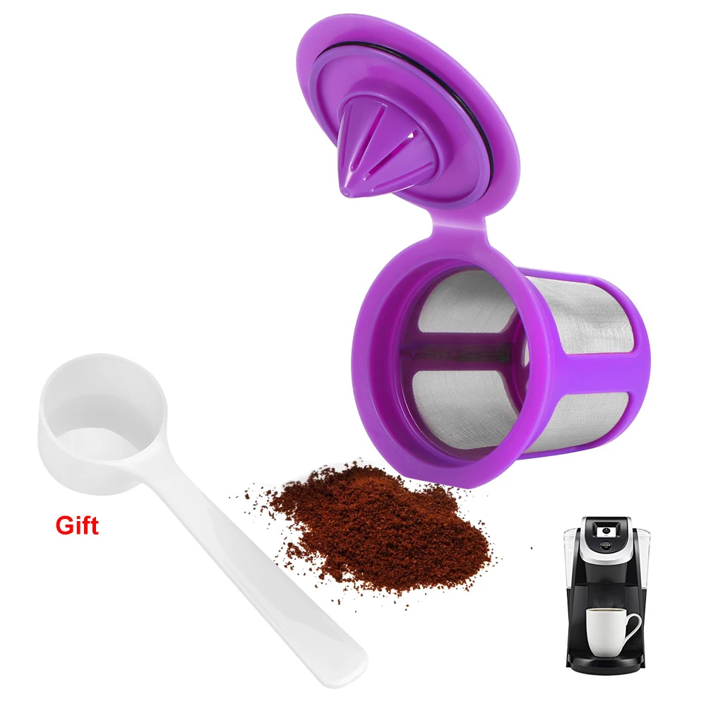 

Coffee Capsules Cup for K Cup withSpoon Refillable Coffee Filters Stainless Steel Mesh for Keurig 2.0 Coffee Machine Accessories