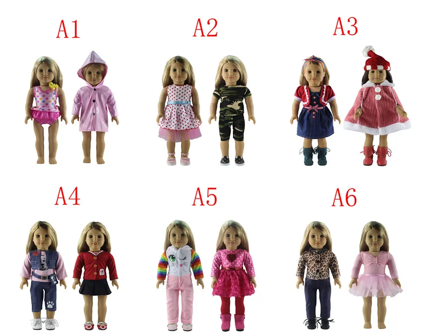 

Лидер продаж, 2 шт., Одежда для кукол разных цветов и стилей, 18 дюймов, американская Bitty Baby Doll A02