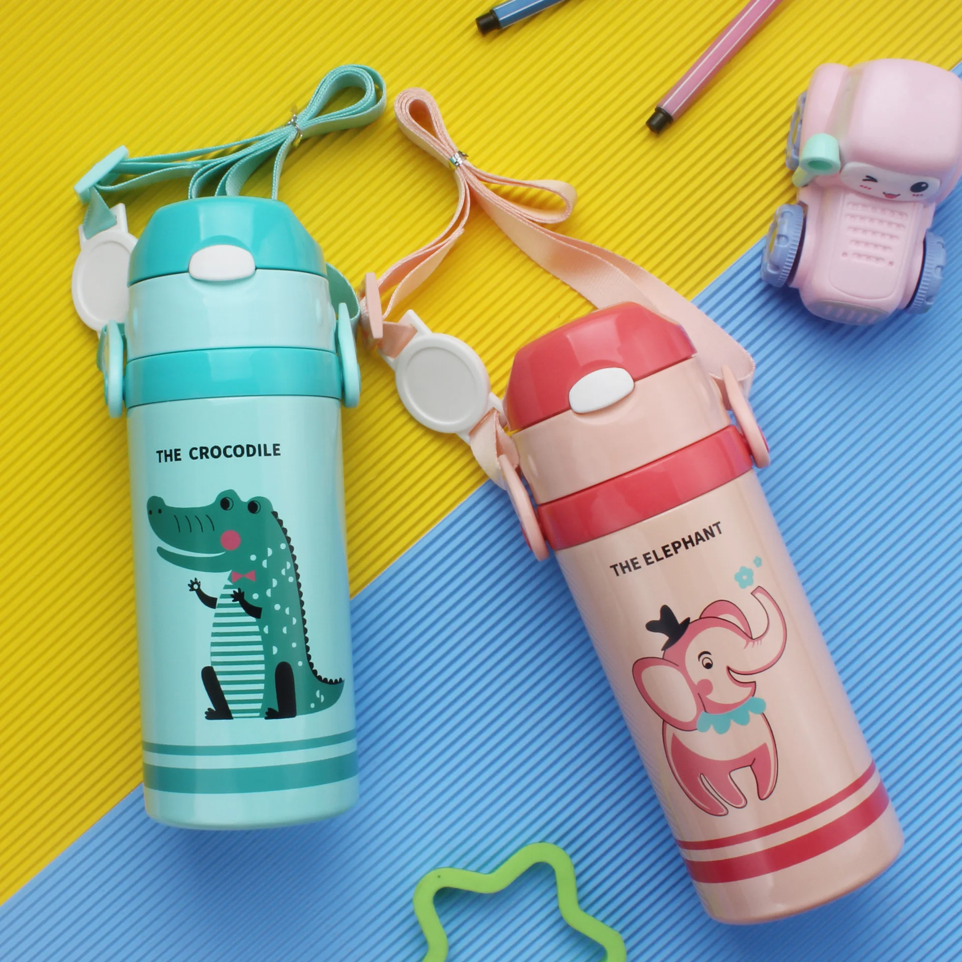 Fashion New 500ml Baby's Milk Thermos Straw Cup With Portable Rope