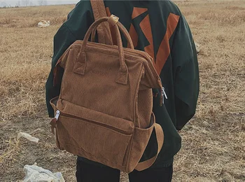 

corduroy Solid Color Women Backpack Simple Style Women Leisure Outdoor Bag Teenage Girls College Bags Mochila Feminina DF167