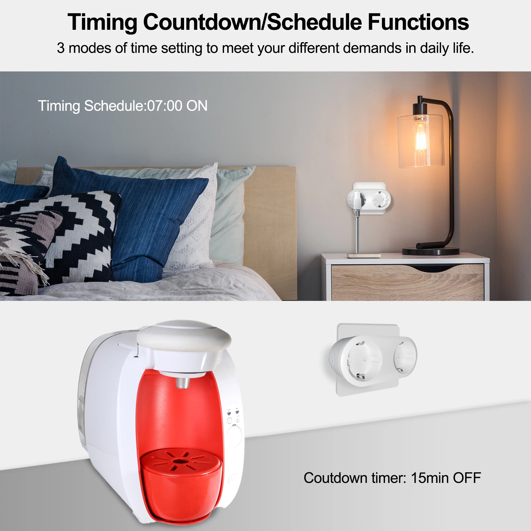 Description Picture 6 of itemGIRIER Tuya Smart Plug, WiFi Dual Socket Outlet 16A with Power Monitoring App Voice Timer Functions, Work with Alexa Google Home