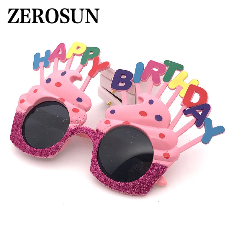 Zerosun очки на день рождения мужчины женщины дети счастливые вечерние мороженое солнцезащитные очки дети блеск 5 шт./лот