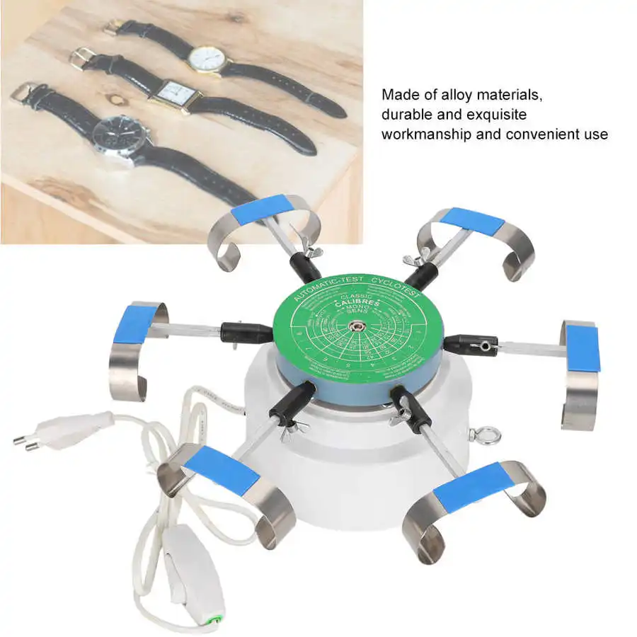 Professional Alloy Mechanical Watch Test Winder Machine Automatic Watches Testing Repairing Tools Hold 6 Watches EU Plug 220V Watch Winder