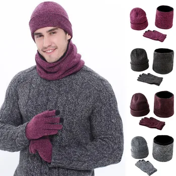 

Winter Hats Cap Casual Knitted Scarf Beanie Hat and Gloves Set Stretch Hat Scarf and Mitten Set Gorro Chapeu Sombrero S10