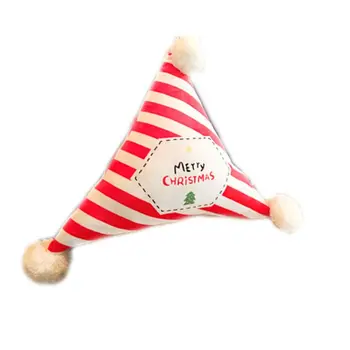 

Triangle Shaped Velvet Throw Waist Pillow Christmas Santa Claus Snowman Print Detachable Cushion with Pompom Ball Car Decor 634E