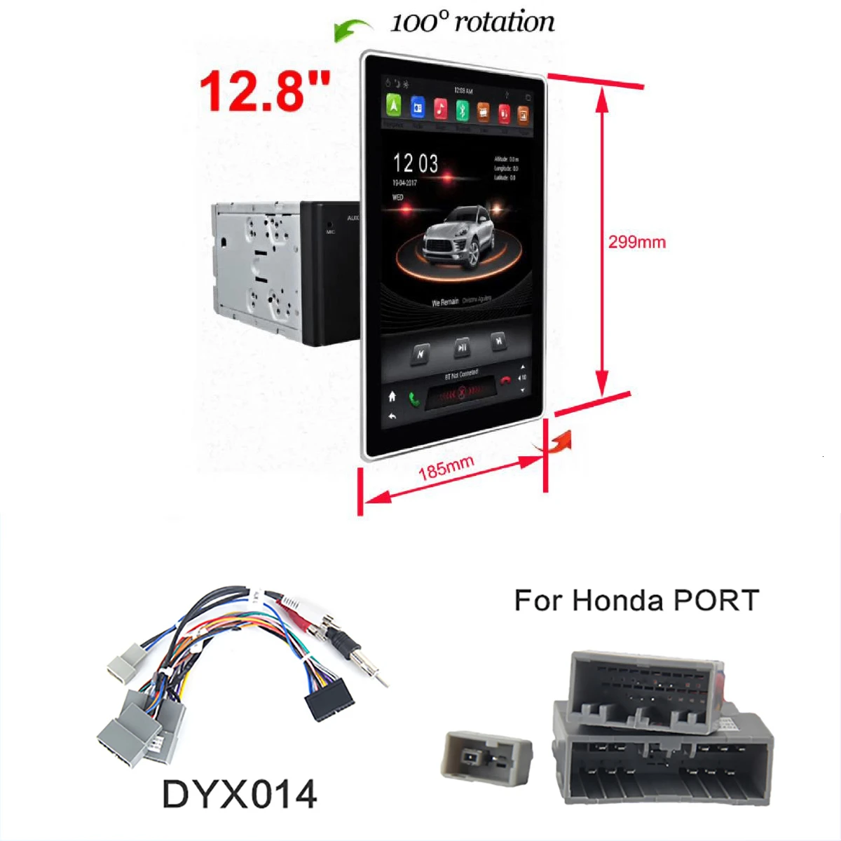 180 ° 1080P 1920*1080 12," PX6 ips Android 8,1 4 Гб+ 32 ГБ Автомобильный dvd-плеер gps карта RDS радио Wifi Bluetooth 4,2 2 Din для универсальных - Цвет: Honda