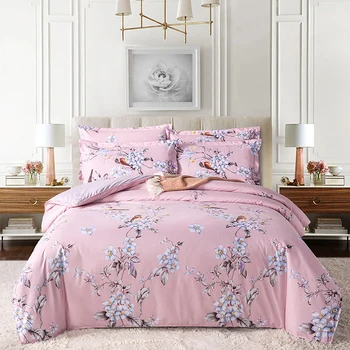 

Thumbedding White Flowers Bedding Set Girls Simple Romantic Duvet Cover Pink Queen King Full Twin Single Unique Design Bed Set