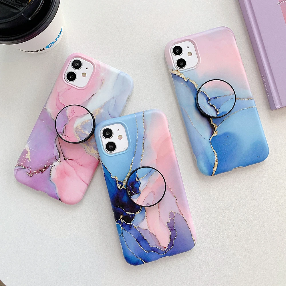 LOVECOM трещина мраморный чехол для телефона с подставкой Держатель iPhone 12 Mini 11 Pro Max XR