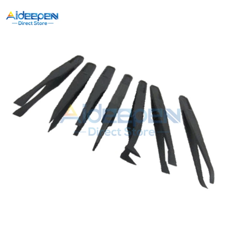 Precision tweezers ESD anti static tweezers 7Pcs Anti-static Carbon Fiber Electronic Tweezers Kit Plastic Forceps PCB Repair Hand Tools Set