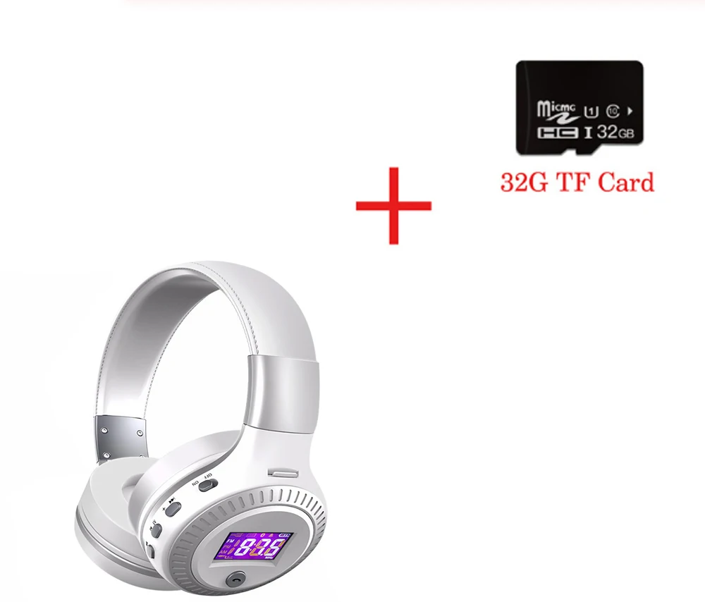 B19 Bluetooth наушники беспроводные гарнитуры над ухом fm-радио микро SD карта MP3 Воспроизведение с микрофоном Bluetooth стереосистема гарнитура - Цвет: White and TF