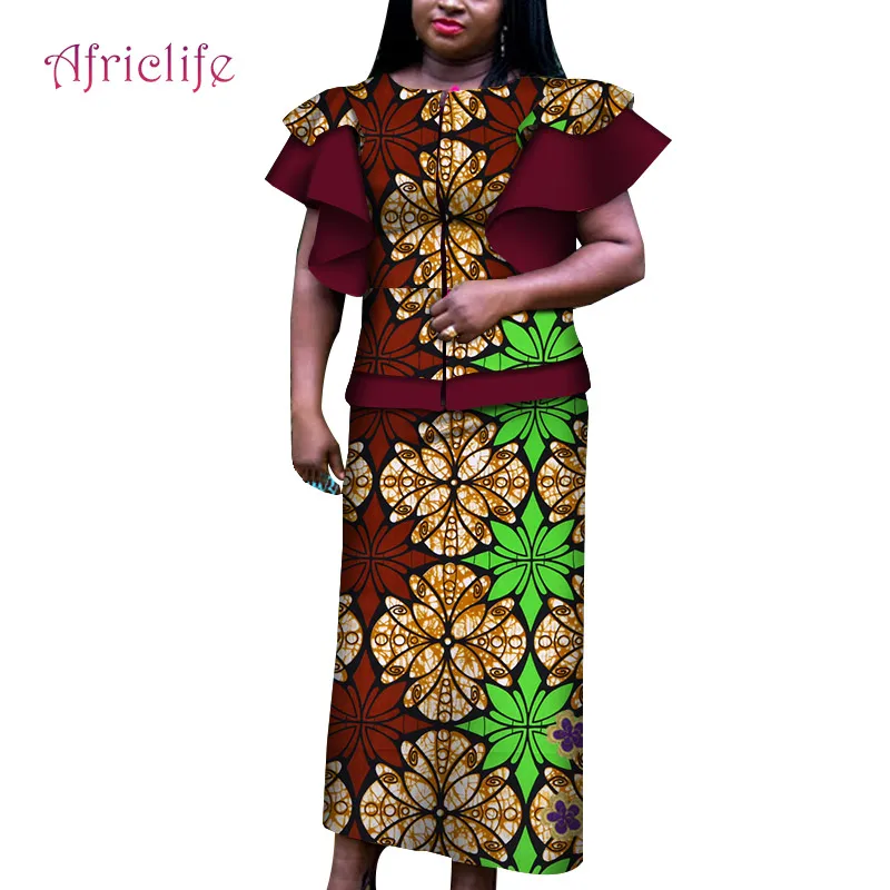 2 Африканские платья Kitenge, традиционные вечерние женские костюмы в африканском стиле размера плюс, Женская африканская восковая одежда с принтом WY6007 - Цвет: 2