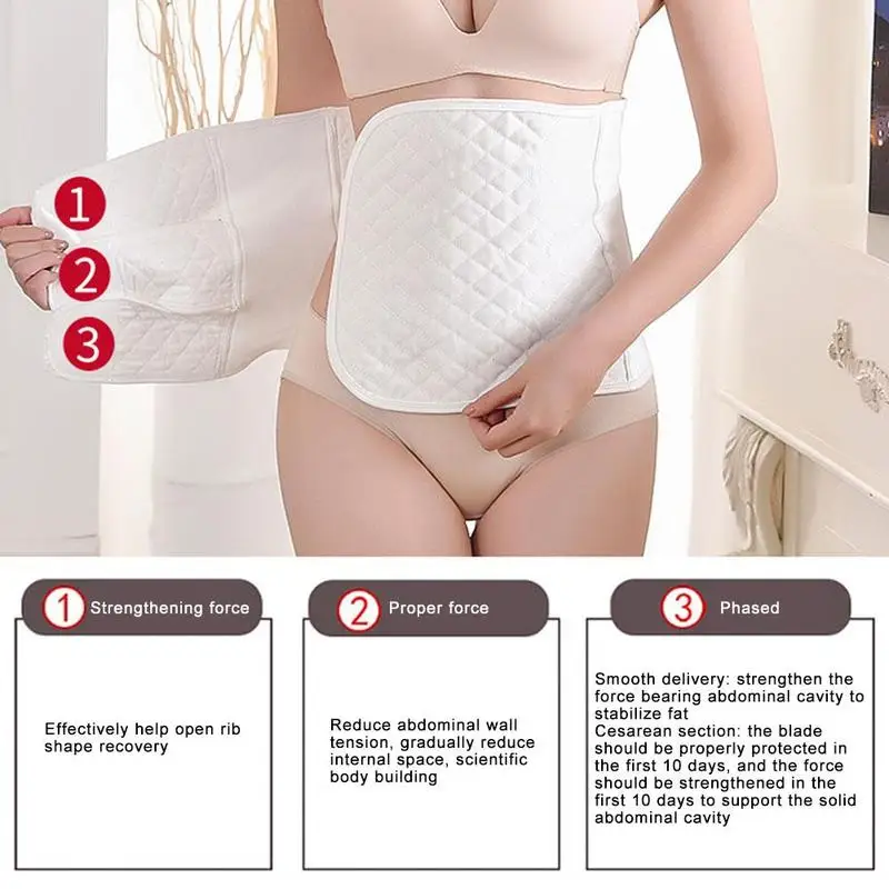 Postpartum Belly Wrap 3 in 1 Support Recovery Band Set Waist, Pelvis Belt -  Body Shaper Trainer - Postnatal Shapewear Tummy Cinch - C Section Girdle,  Corset 