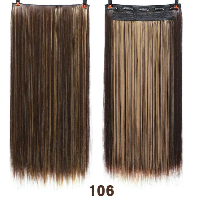 DIFEI Synthetic 24 Inch 5 Clip Long curly Women Clip in Hair Extensions Black Brown High Tempreture Hair Piece T1/35