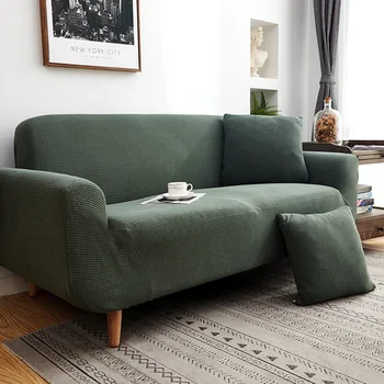 

2020 Green Stretch Sofa Cover Cotton Set Elastic Couch Cover Sofa Covers for Living Room Pets Cubre Sofa Towel 1/2/3/4-Seater