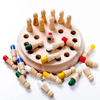 

Kids Wooden Memory Chess Game Match Stick Fun Block Board Game Educational Color Cognitive Ability Family Party Game Toy