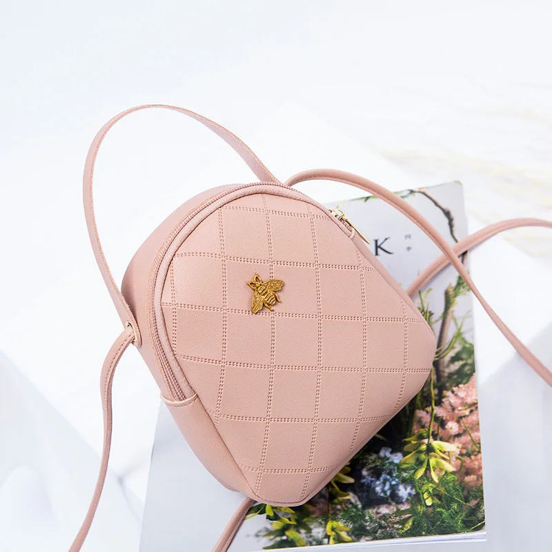 

2019 Spring New Style Fashion Rhombus WOMEN'S Bag Korean-style Versatile Fashion Small Bee Shoulder Cross-body Bag Mobile Phone