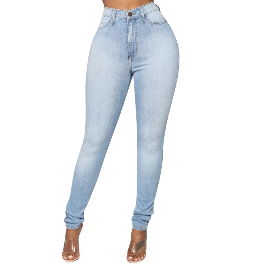 New Blue Jeans Pancil Pants Women High Waist Slim Denim Jeans Casual Stretch Skinny Trousers Jeans#y3