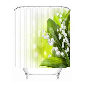

Custom Home Decor Elegant Colorful Orchid Flower Fabric Modern Shower Curtain European Style bathroom Waterproof #180421-21