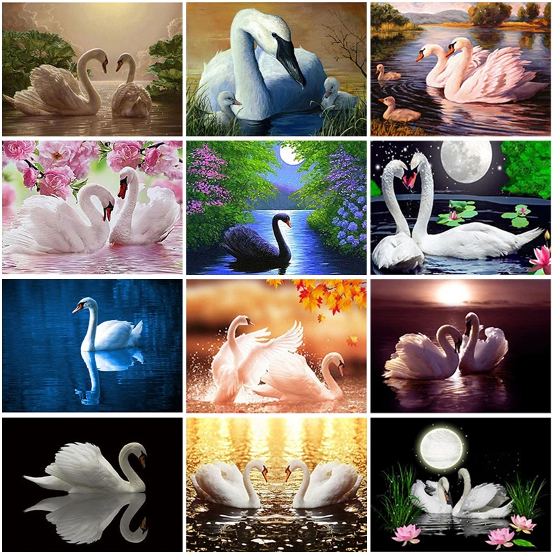 

DIY 5D Diamond Painting Swan Diamond Embroidery Landscape Cross Stitch Animal Full Round Drill Mosaic Rhinestones Art Home Decor