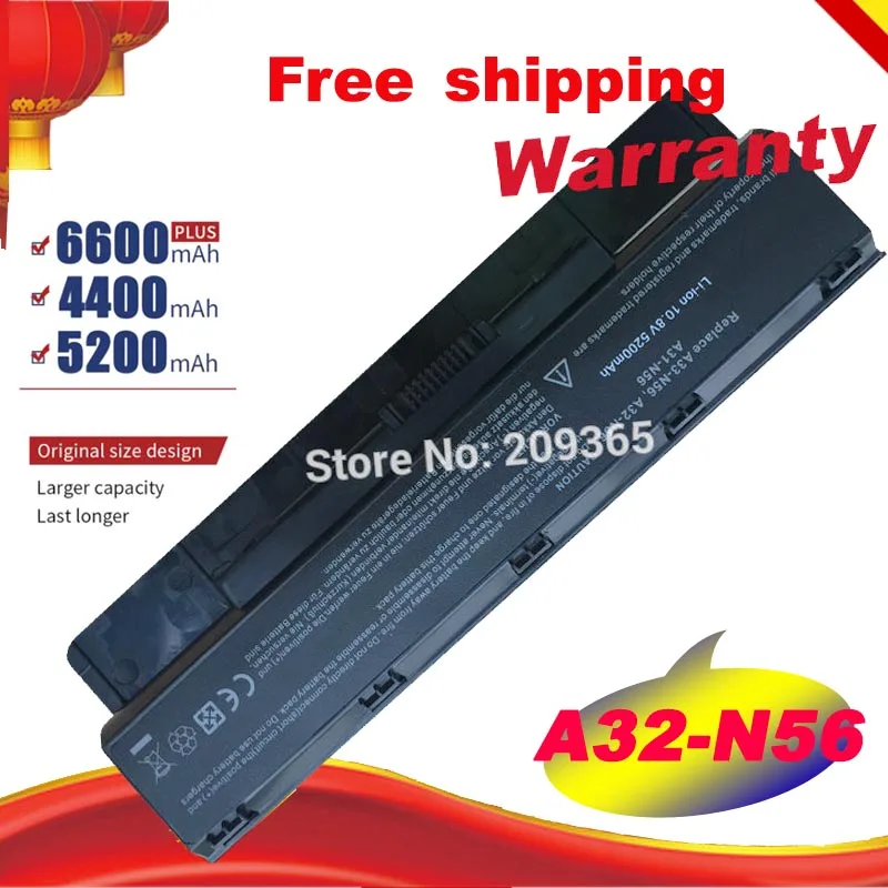

Новый 6-ячейный Аккумулятор для ноутбука Asus A33-N56 N76 N76V N76VJ N76VM N76VZ, 5200 мАч