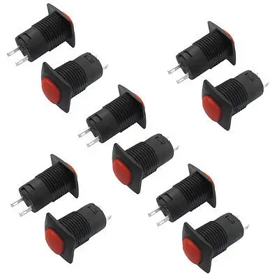 

10 Pcs Red Button Latching Pushbutton Switch SPST AC 125V/3A 1.5A/250V