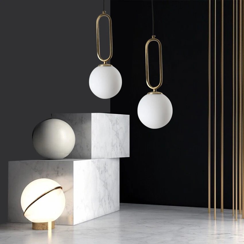 

Nordic LED Pendant Lights Glass Luminous Ball Pendant Lamp Modern Creative Cafe Loft Living Room Lamp Bedroom Deco Light Fixture