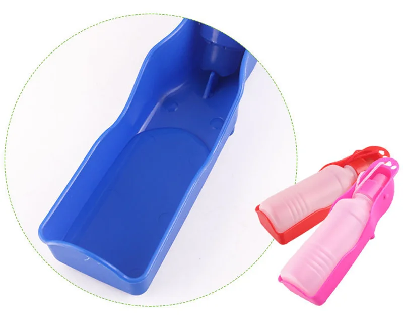 Transer Pet Dog Water Bottle 250ml 500ml Plastic Portable Water Bottle Pets Outdoor Travel Drinking Water Feeder Bowl Random