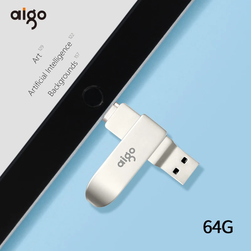 Aigo 64 Гб usb 3,0 usb флеш-накопитель, высокоскоростной флеш-накопитель для iphone, вращающаяся на 360 ° usb флешка, металлическая Флешка 3,0 usb флешка, cle usb