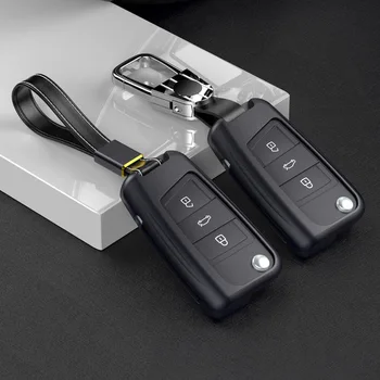 

Car Aluminium Alloy Key Holder Key Fob Cover Case Shell Chain Key Protection For Volkswagen Tiguan L Golf 7 Sagitar BORA