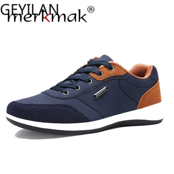

2019 Autumn New Sneakers Men Shoes Lace-Up Mens Shoes Microfiber Leather Casual Shoes Male Winter Man Footwear Flats