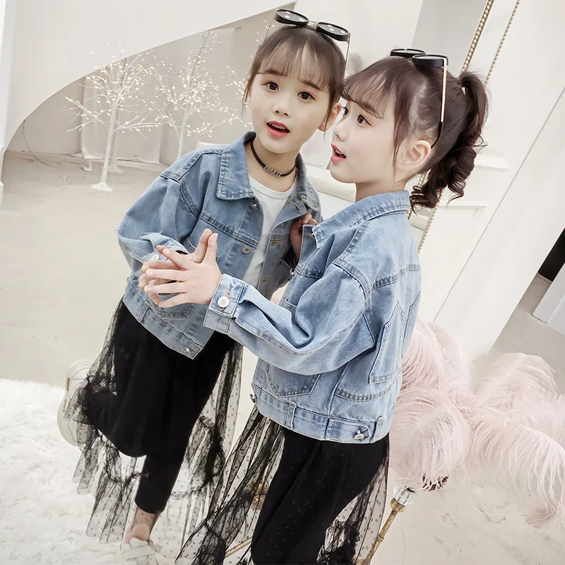 

Childrenswear Girls' Jean Jacket Spring New Style Big Boy Korean-style Children Short Denim Jacket Fashion a Generation of Fat
