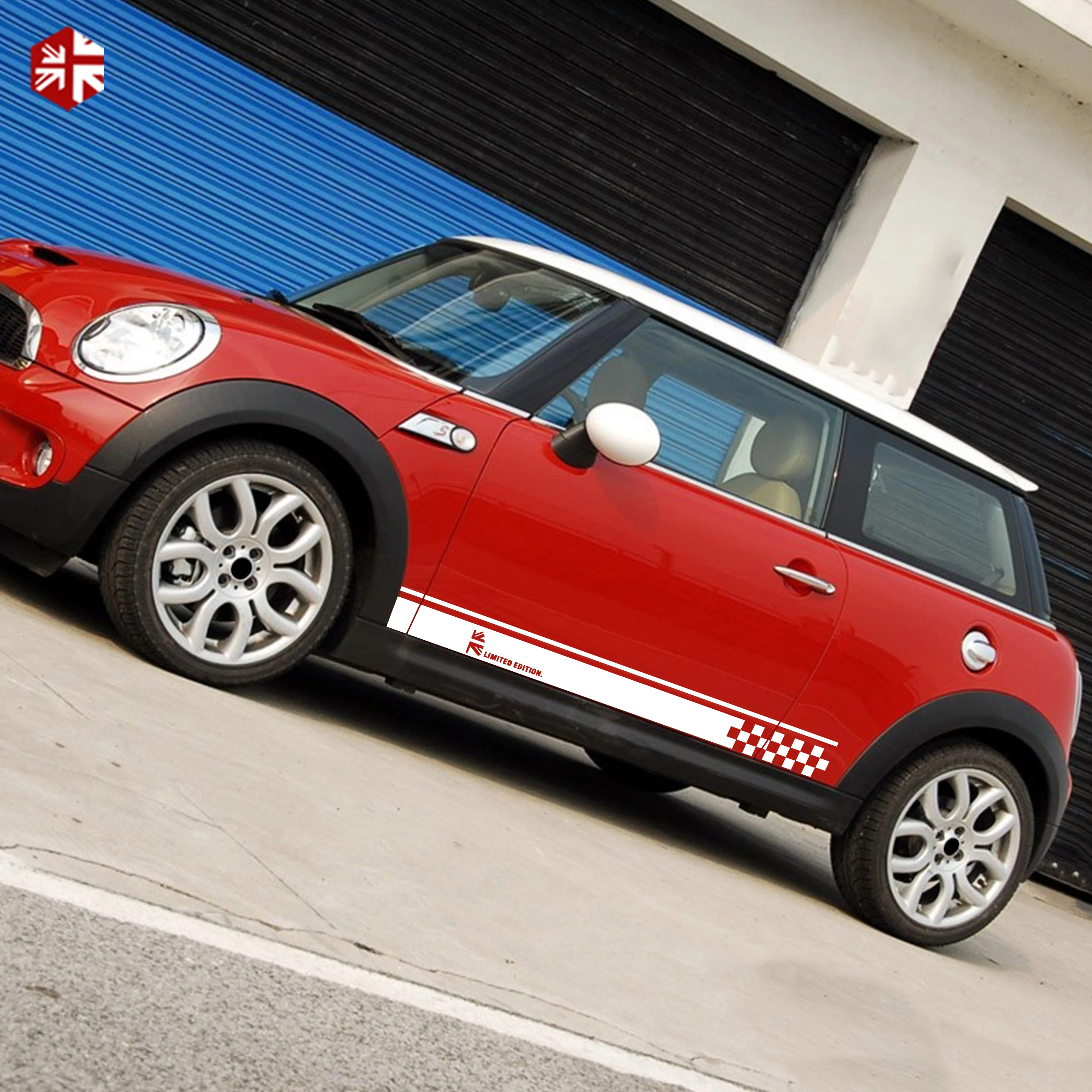 2X Union Jack Styling Car Door Side Stripe Sticker Limited Edition Body Decal For MINI Cooper S One R50 R52 R53 JCW Accessories