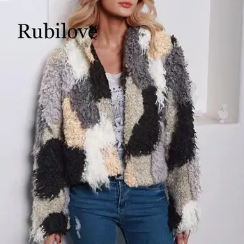 

2019 Autumn Man-Made Fur Outwear Coats Short Faux Fur Jackets Short Womens Female Large 3XL Mixed Colorful Fur Coats