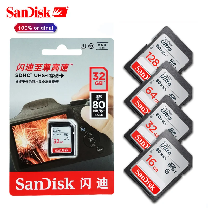 Карта памяти SanDisk SDHC/SDXC sd карта 16 ГБ 32 64 128 класс 10 UHS I флэш Ultra для HD