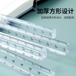 Règle droite transparente 15/20/30/cm, papeterie pour étudiants, règles carrées simples, outils de mesure en acrylique 