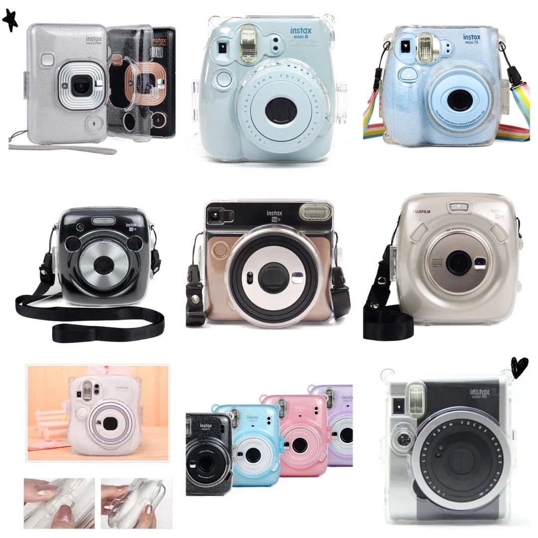 Fujifilm Instax Mini 7s/7c 8/8+/9/11 mini 25/26 mini 90 Liplay SQ6 SQ10 SQ20 Wide 300 Transparent Protective Cover Cr|Camera/Video Bags|