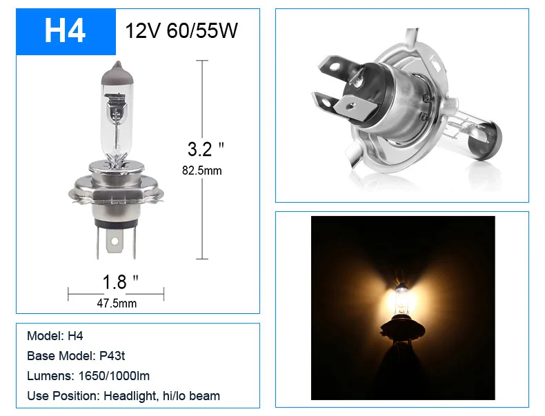 Car Halogen Lights Bulb H7 H4 H1 H11 H3 9005 9006 H8 3000