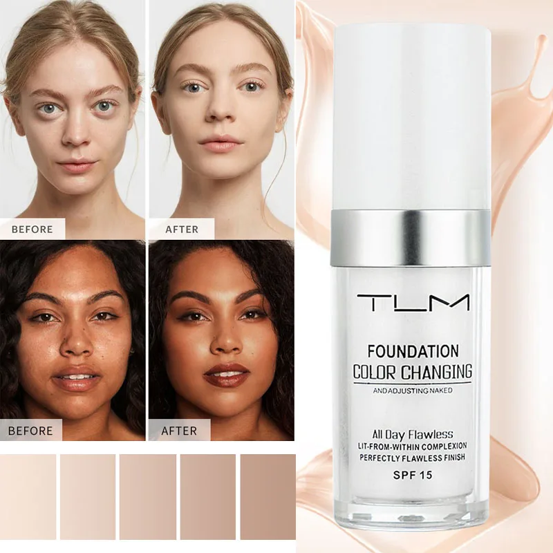 

30ML Color Changing Liquid Foundation Makeup Base Face Cover Concealer Make Up Change To Your Skin Tone By Just Blending