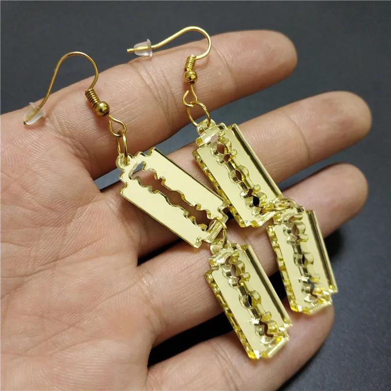 

Punk Blade Drop Earrings for Women Mirror Gold Silver Color Dangle Earring Woman Girls Jewellry Acrylic Accessories