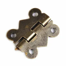 Bisagra de mariposa pequeña antigua, diseño de tallado de bronce, caja, accesorios de Hardware para armario, 40 piezas