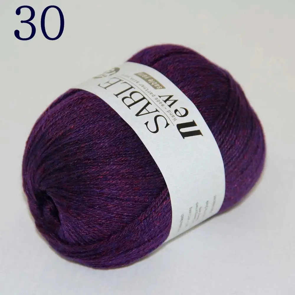 Purple Red 30 Супер мягкий чистый Соболь кашемир обертывание шали ручная вязка, трикотажная шерсть вязание крючком 50grx1 243-пряжа A1 - Цвет: Purple Red 30