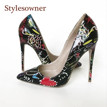 

Fashionable New designer Red Heart Black High Heeled Pumps Shoes Sexy Pointed Toe Thin-heel Beautiful Shoes Large Size 33-44