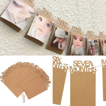 

DIY Monthly Paper 1st One Year Birthday Banner String Photo Booth Photo Frame Prop Photos Album Party Decoration Flag Accesorios