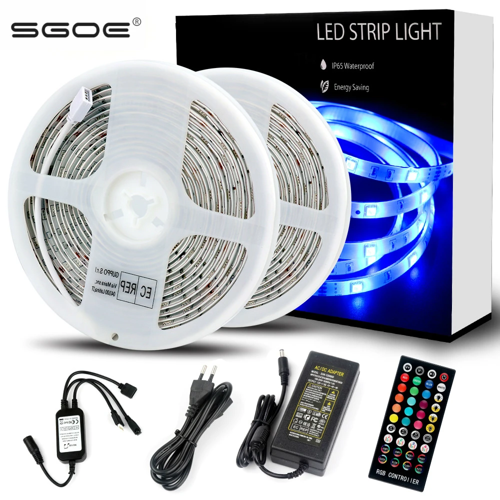 Светодиодная лента, светильник RGB SMD 5050, гибкая лента, светильник fita, водонепроницаемая лента 5 м 10 м, Диодная лента с музыкальным управлением, 12 В постоянного тока, пульт дистанционного управления