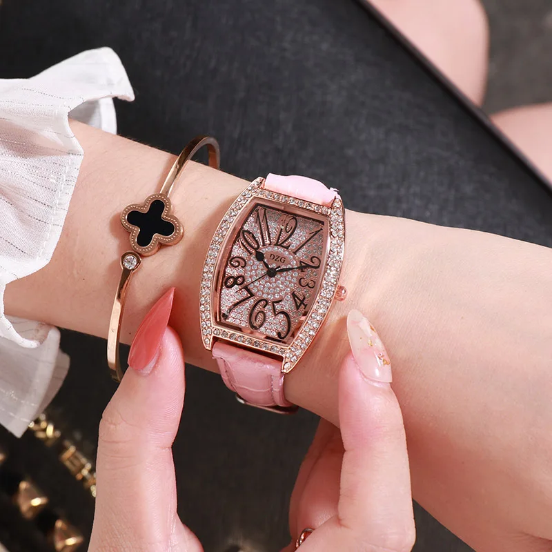 Pink Color Bracelet Роскошные часы с бриллиантовым браслетом из розового золота для женщин, модные женские часы с кристаллами, аналоговые кварцевые наручные часы relogio feminino - Цвет: Pink Color Bracelet