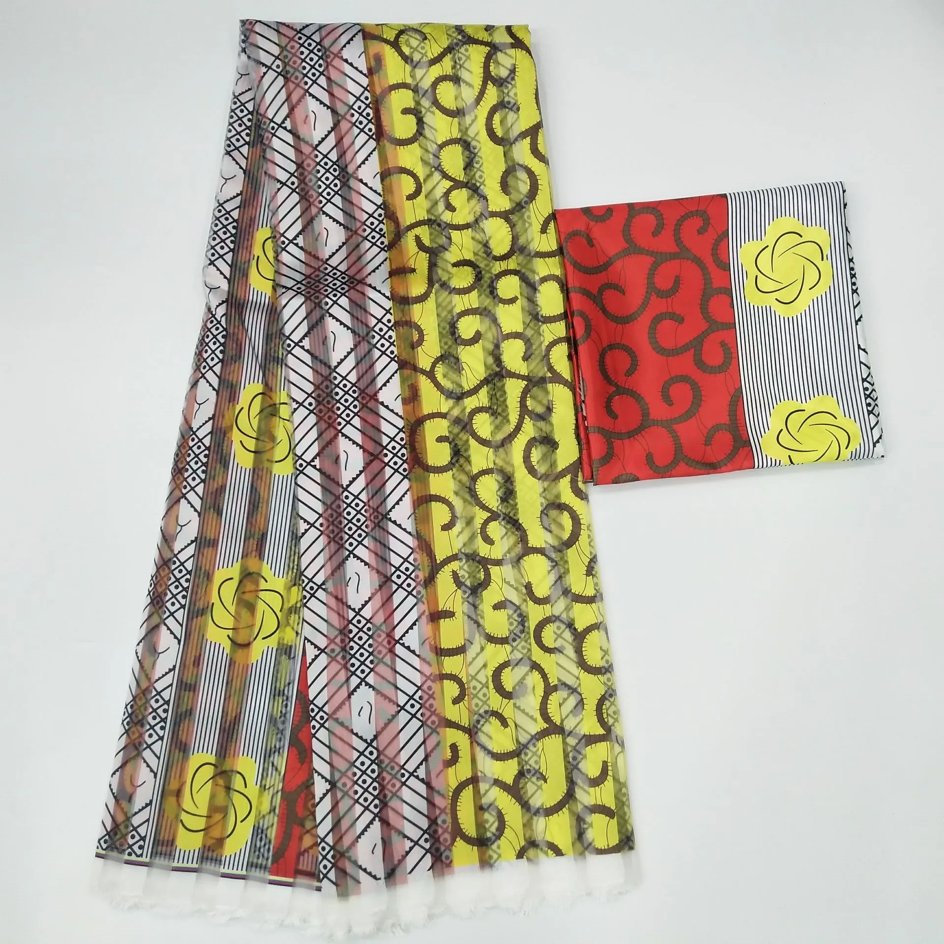 Горячая Распродажа Gahna стильная атласная шелковая ткань с лентой из органзы в африканском стиле - Цвет: Оранжевый