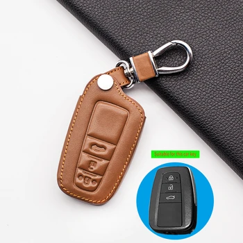 

3 Buttons Leather Car Key Case Cover For Toyota Camry Prado 2017 2018 CHR Prius Corolla RAV 4 Keychain Protective Shell