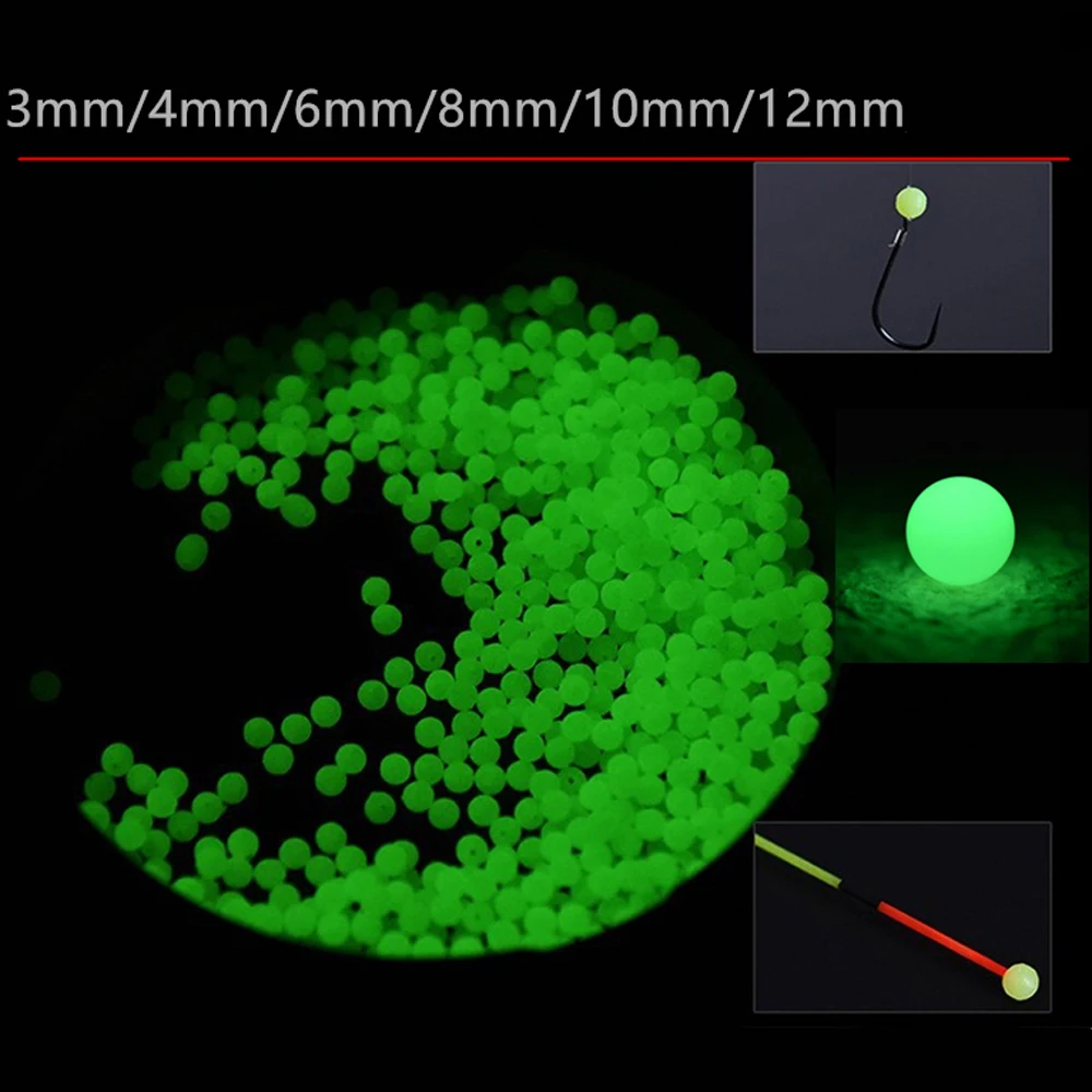 200pcs/box Fishing Beads 6mm Glow in Dark Plastic Green Fishing Line Bead  Rubber Soft Beads Freshwater Saltwater for Fishing Rig - AliExpress