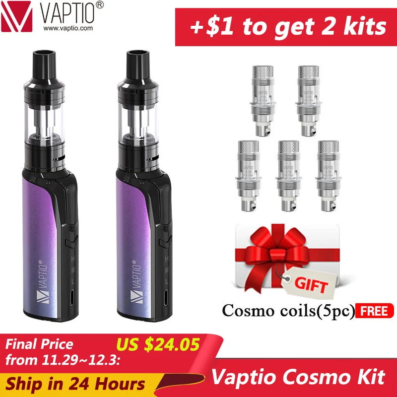 2pcs Подарок, 5 шт., набор для электронных сигарет Vaptio Cosmo, Vape ручка, встроенный аккумулятор, 1500 мА/ч, набор для электронных сигарет, 2,0 мл, Cosmo Атомайзер - Цвет: 2pcs
