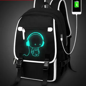 

2020 Student Night Luminous School Bags Animation Laptop Backpack For Boy Girl Fashion Backpack USB Charge Travel Chest Pack B66